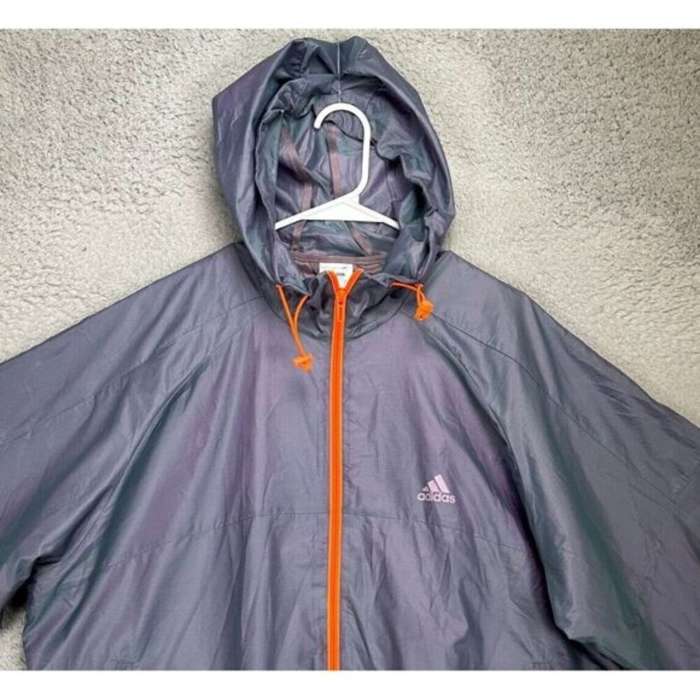 Adidas Jacket Womens Large Grey Nylon Blend Full Zip Windbreaker Lightweight